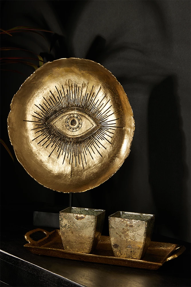 Dekor sy totem, polirezine, ngjyrë ari e zezë, 32x10x41 cm