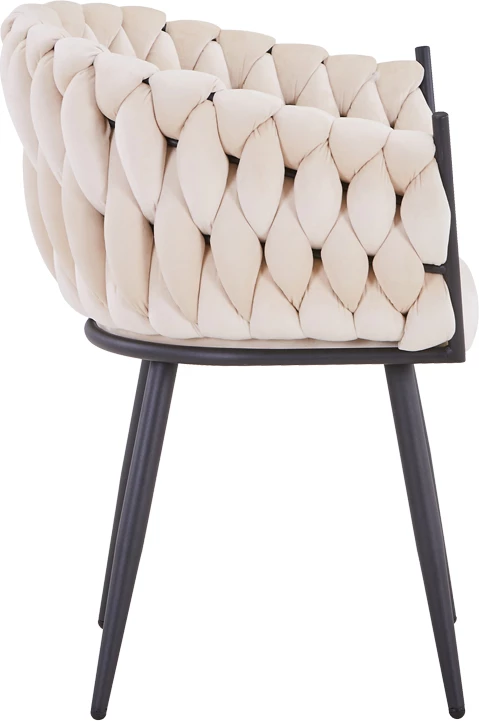 Tavolinë me karrige Vivian-Stoyen, 5 copë, kadife bezhë - mermer i bardhë, Φ120x75cm