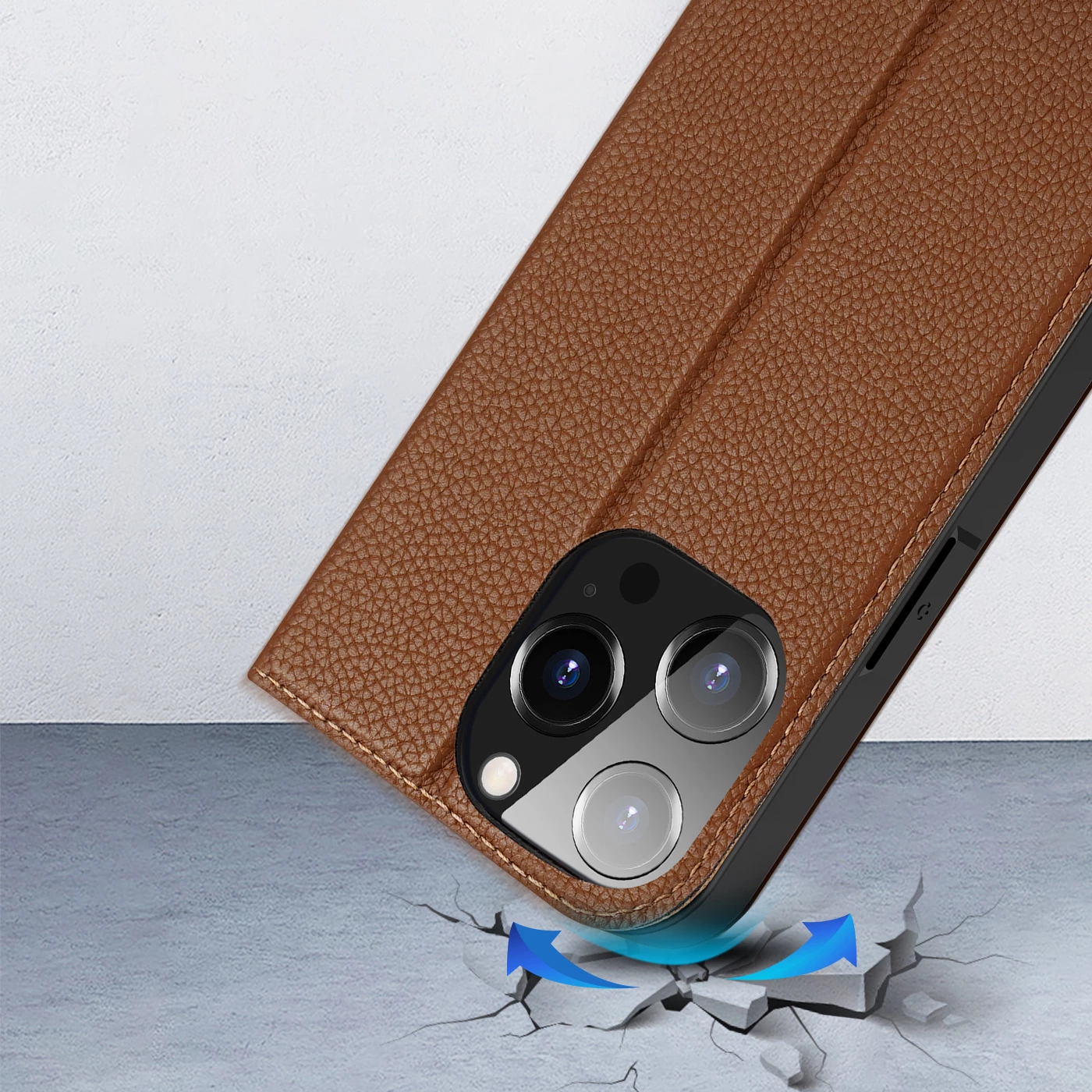 Mbështjellës Dux Ducis Skin X2 për iPhone 14 Pro, me kapak magnetik, kafe