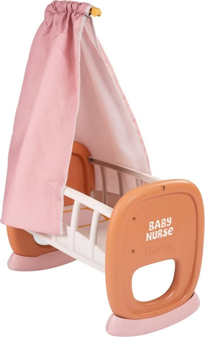 Djep lodër Smoby Baby Nurse 7600220391, plastikë e ricikluar, kafe/rozë/e bardhë