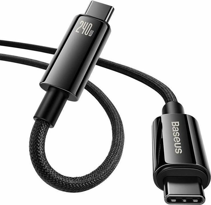 Kabllo USB-C në USB-C Baseus Tungsten Gold CAWJ040201 3m 240W PD3.1 480Mbps e zezë