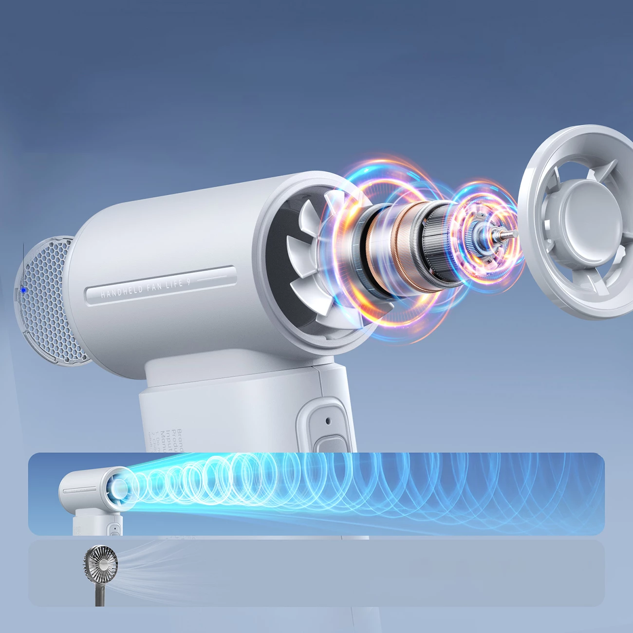 Ventilator dore Jisulife Life9, 5000mAh, USB-C, Gri