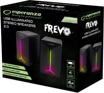 Set altoparlantësh me USB Esperanza, me LED Rainbow Frevo EGS105, 2 copë	