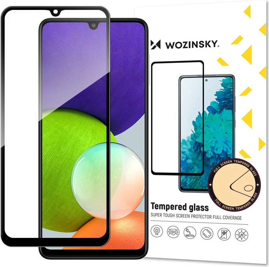 Mbrojtës ekrani xhami Wozinsky Full Glue për Samsung Galaxy A22, i zi