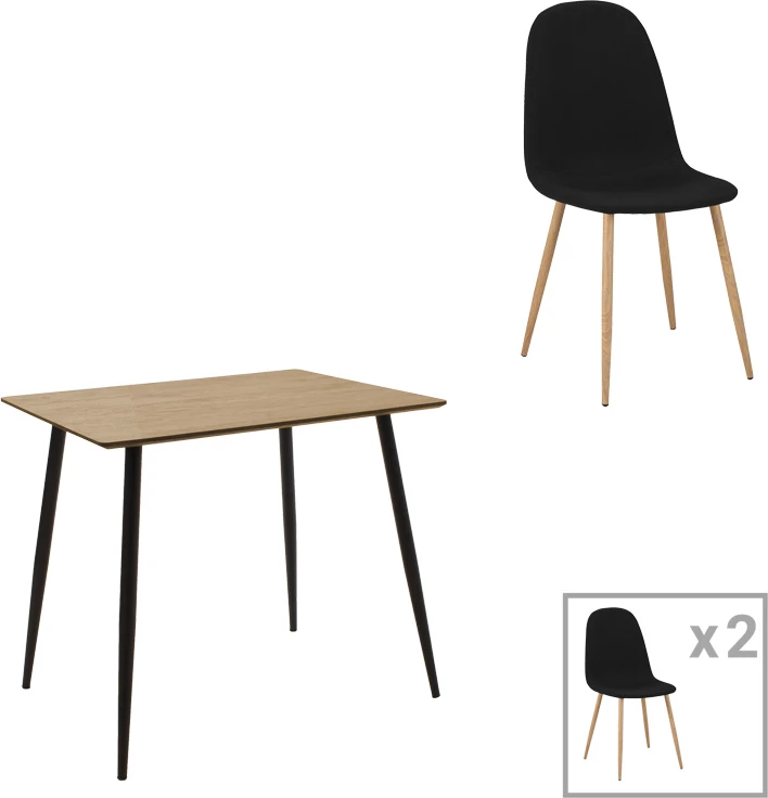 Set tavoline me 2 karrige, ngjyrë sonoma, e zezë, gri e errët, 70x70x76cm