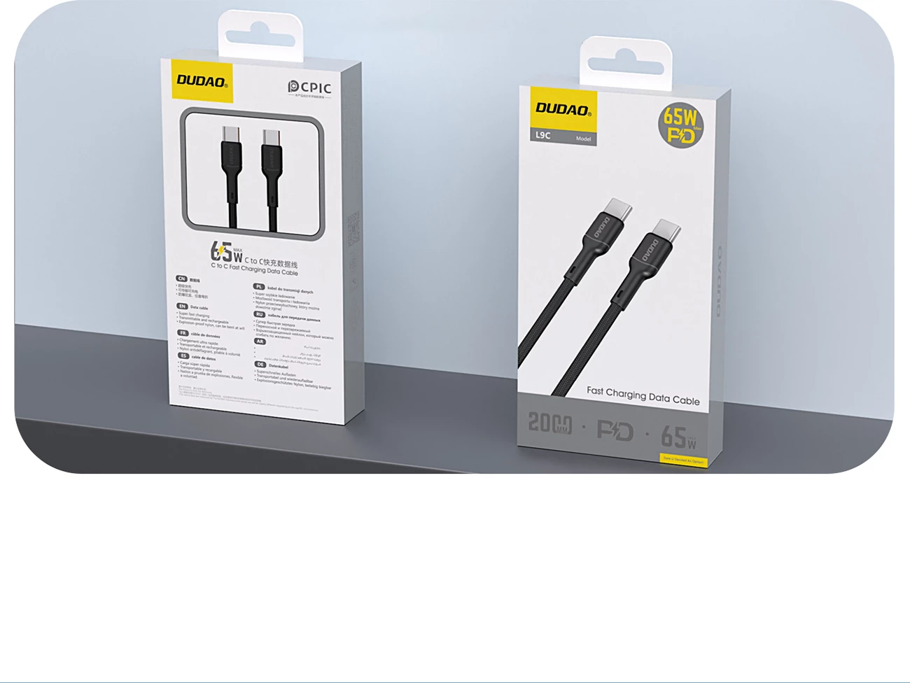 Kabllo USB-C në USB-C Dudao L9C, 2m, 65W, e zezë