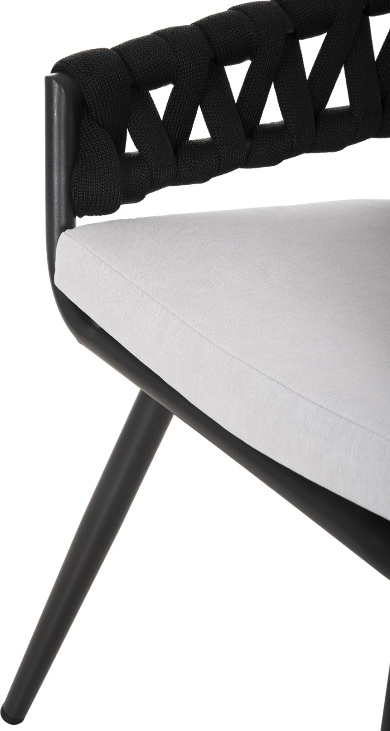 Karrige alumini CAMDEN FH6141.01 jastëk mbrapa ngjyrë ecru me dizajn print-antracit 56x60x72-87Hcm