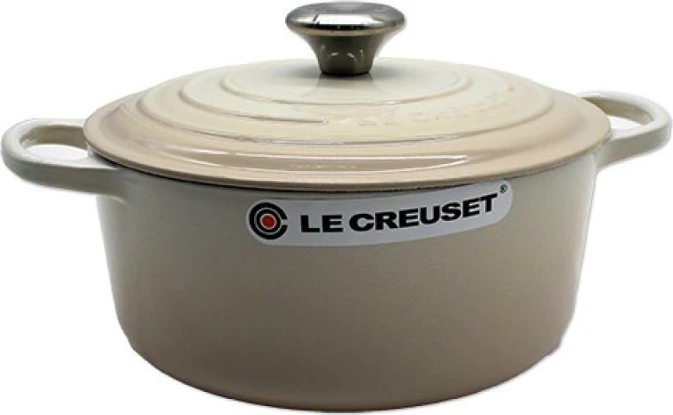 tenxhere gize me kapak, Le Creuset, Signature Roaster Round 24cm, meringue e bardhë