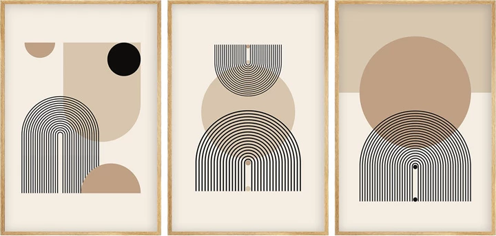 Pikturë triptike Jefton, printim digjital, shumëngjyrëshe, 50x2x70cm