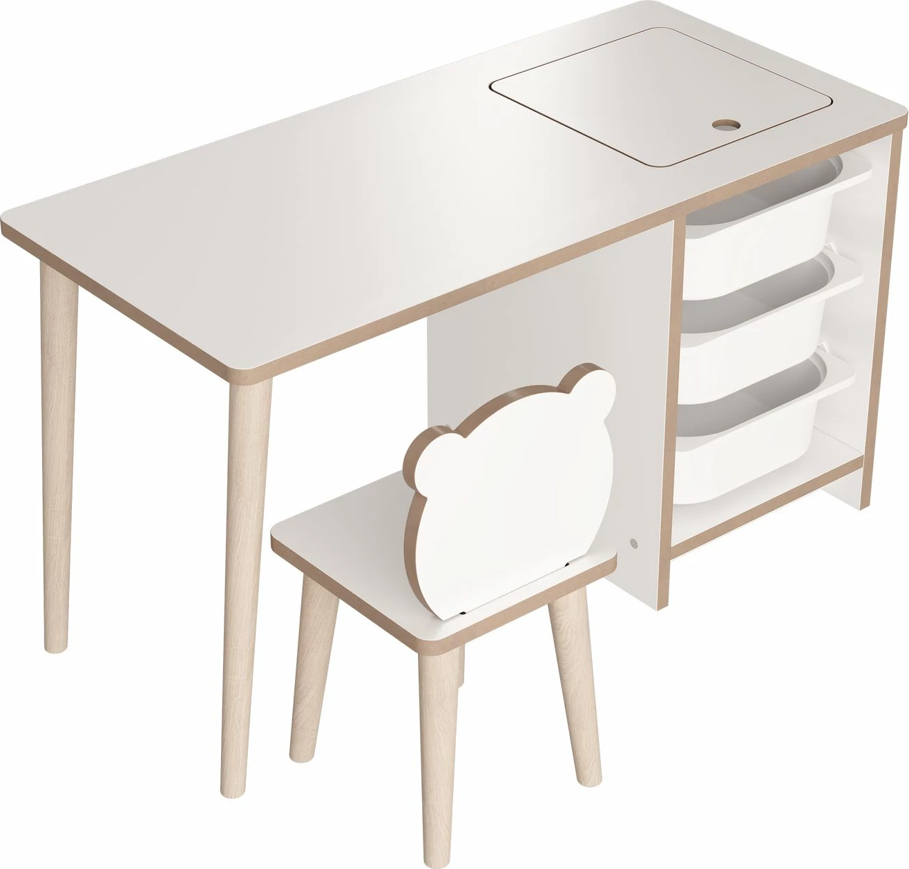 Set tavoline me karrige për fëmijë, Hanah Home, Soho, e bardhë