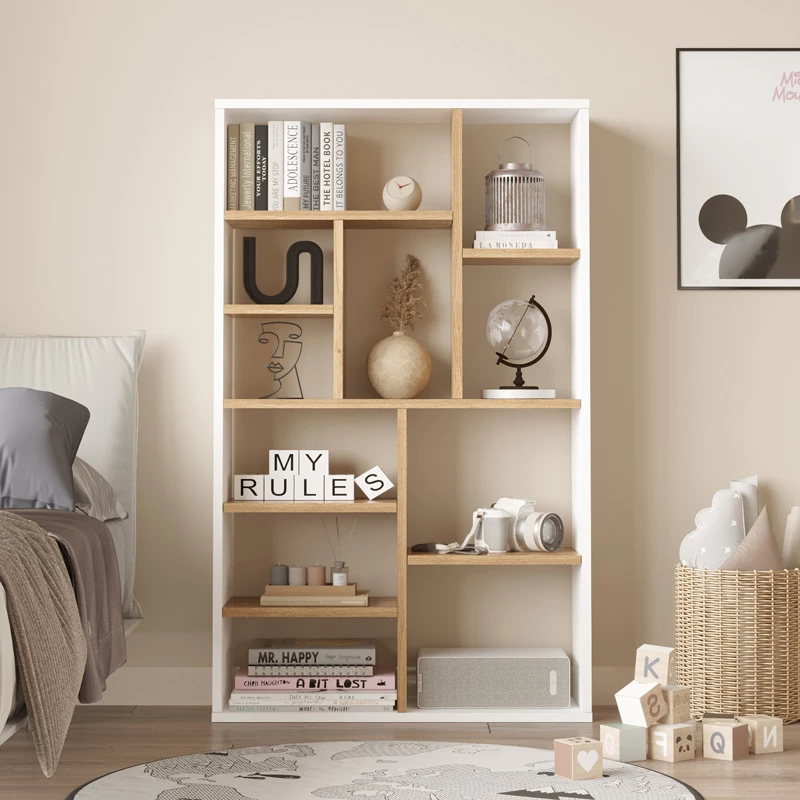 Raft librash Boteca 10-vendëshe, hije natyrale-bardhë, 75x22x123.6cm