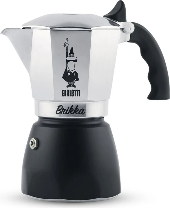 Moka pot Bialetti Brikka, 2 filxhanë, 0.1L, Alumini, E zezë