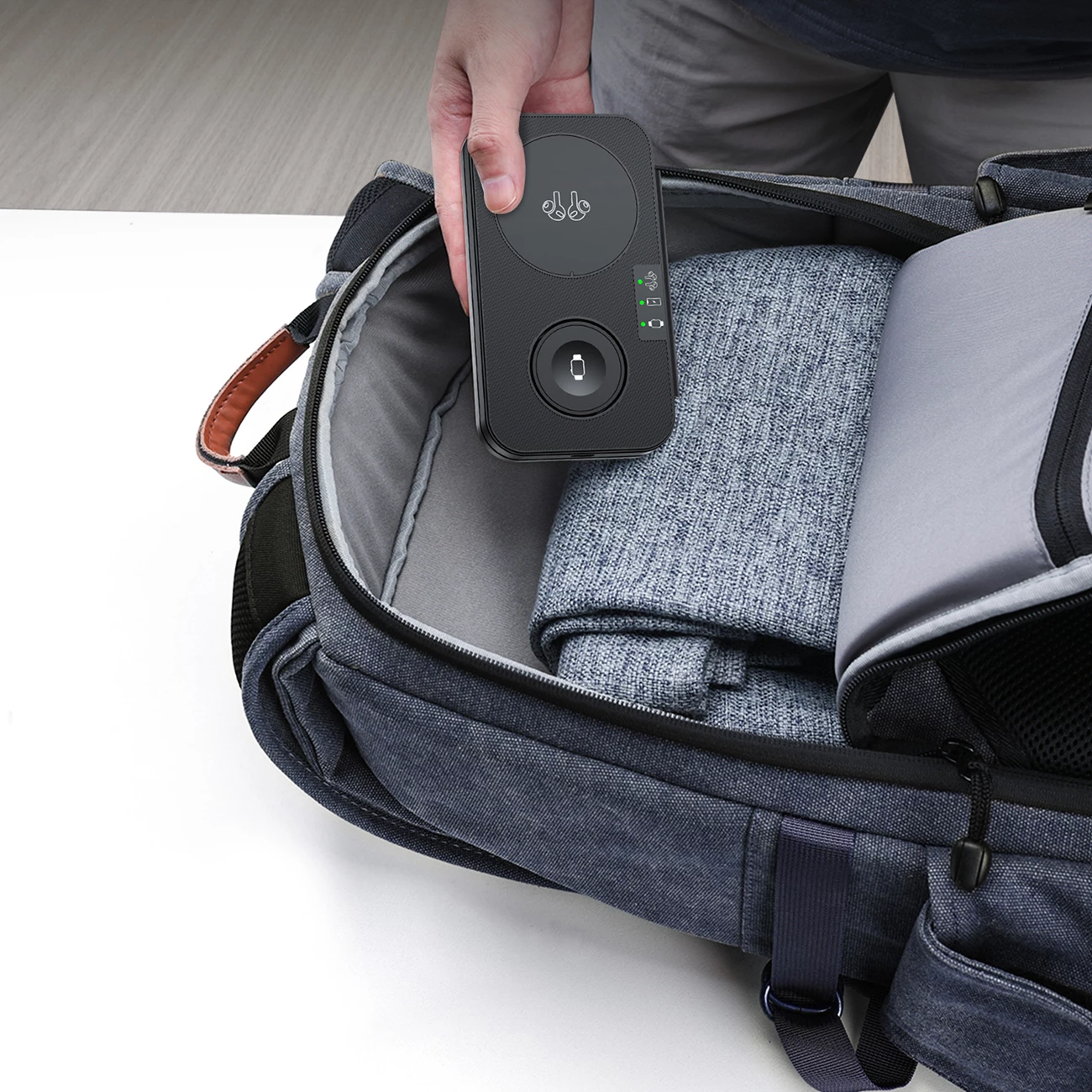 Karikues wireless 3-në-1 Choetech T616-F, me LED, me kabllo USB-C, i zi