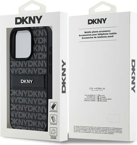 Mbështjellës DKNY Mono Stripe & Metal Logo për iPhone 15 Pro Max, i zi