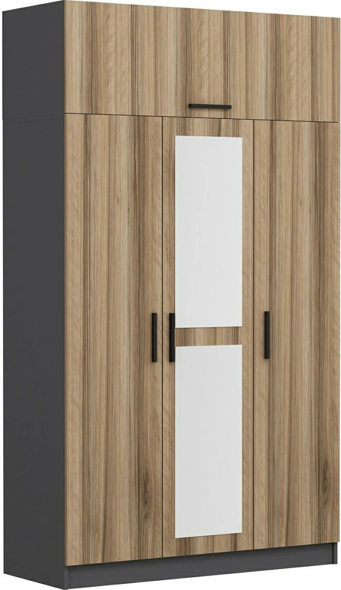 Dollap garderobe Skye Decor, 3 kapak, ngjyrë dore, 135x255x52 cm