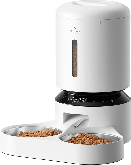 Shpërndarës ushqimi për kafshë Petlibro Granary PL-AF006-33W, 5L, dy tasa, Bardhë