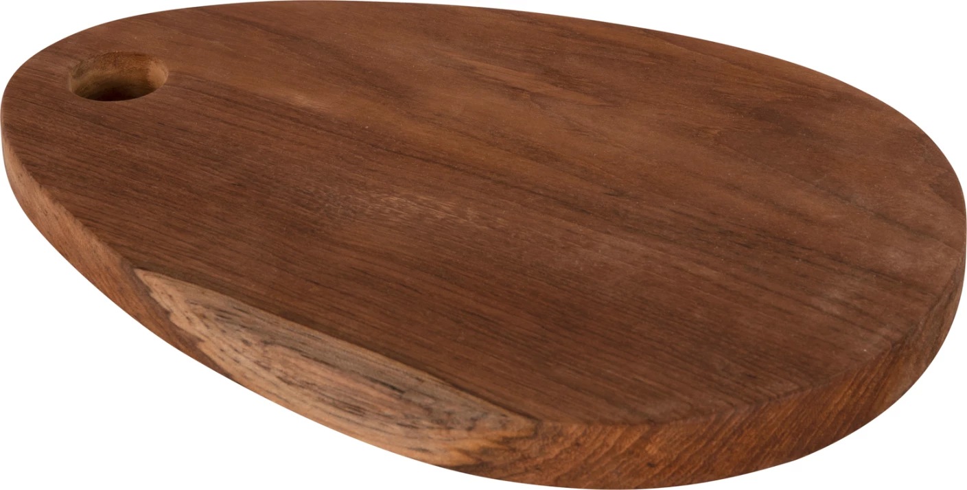 Dërrasë prerëse për kuzhinë, dru tik, ngjyrë natyrale, me vrimë për varje, FH4288, 20,5x30,5x2H cm