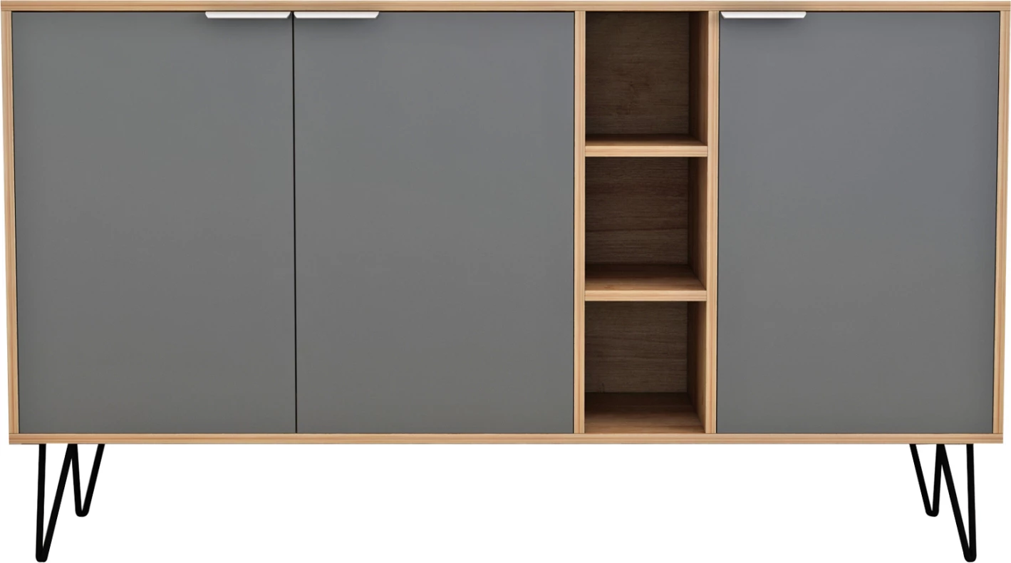 Bufe CABRON FH8874.11 melaminë, këmbë metalike të zeza, 142x40x83H cm