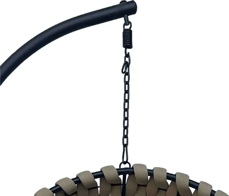 Folja swing nest me bazë metalike të zezë - pvc ngjyrë bezhë-gri 100x105x195cm