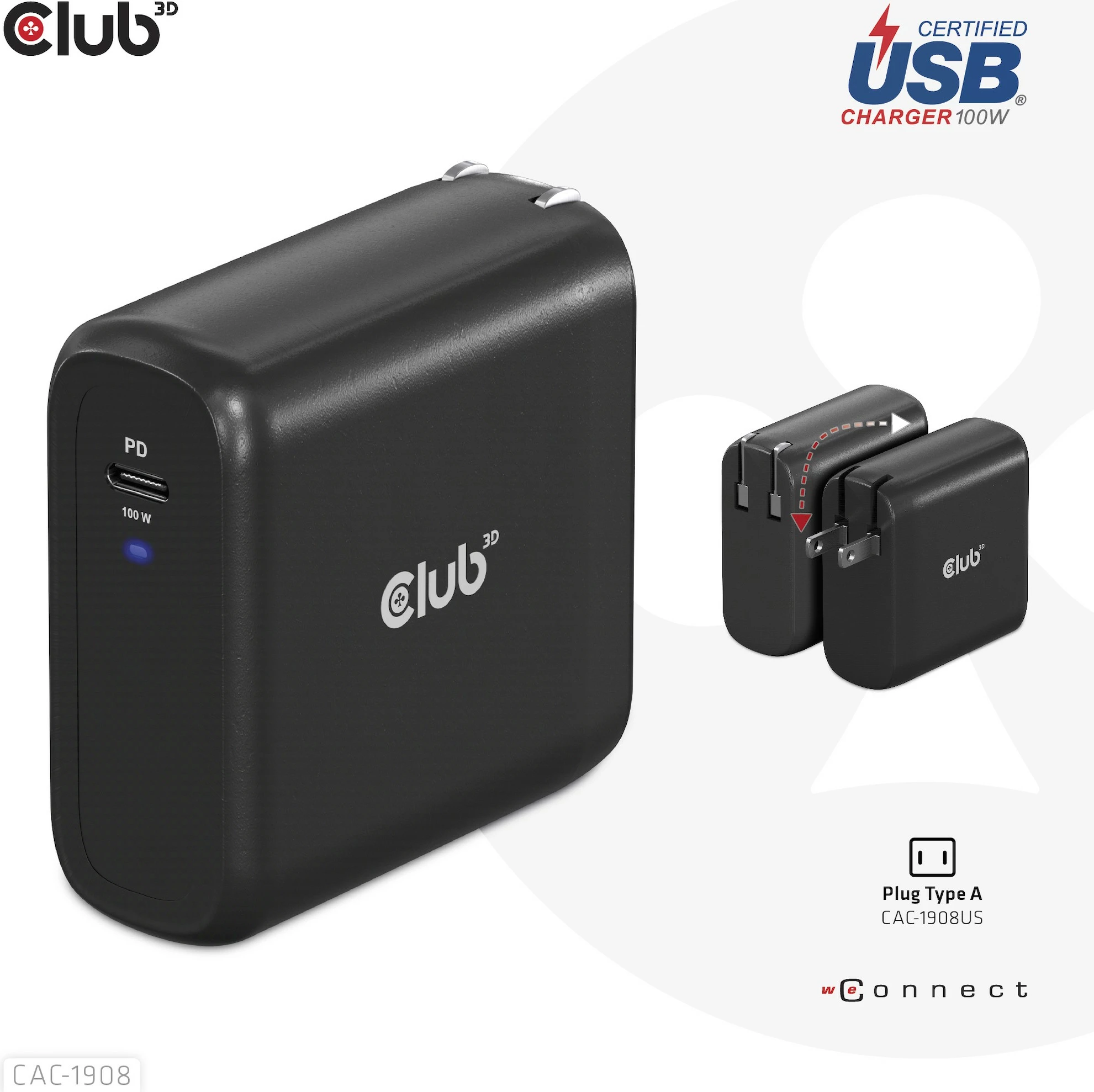 Karikues Club3D USB Type-C PD 100W, GaN, i zi