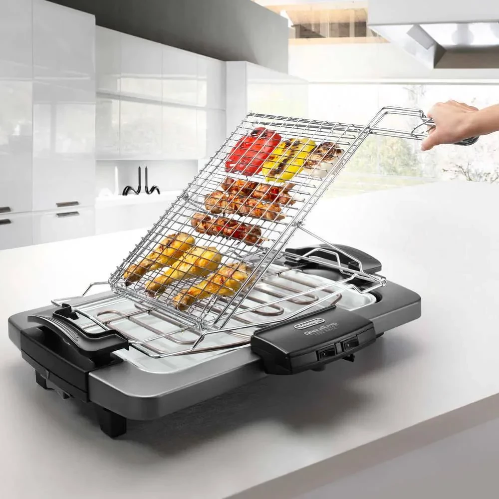 Grill elektrik tavoline, DeLonghi BQ80X, 2450 W, sipërfaqe 41x28 cm, inox