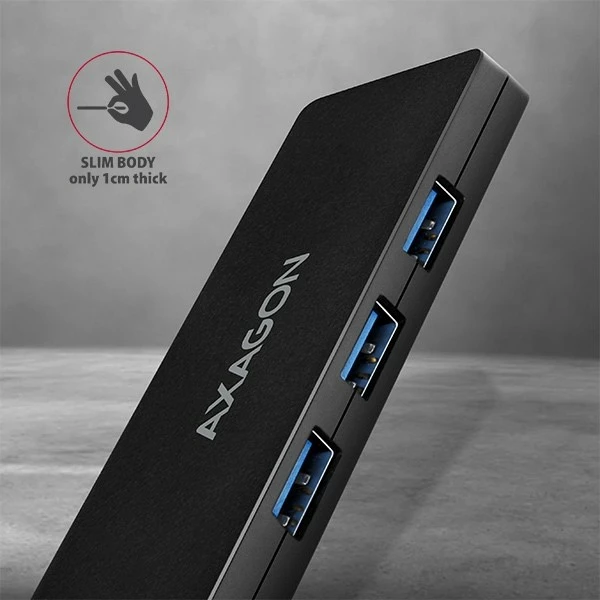 Kasë USB AXAGON HUE-G1A, 4 porta, USB 3.2 Gen 1, kabllo 14cm, e zezë