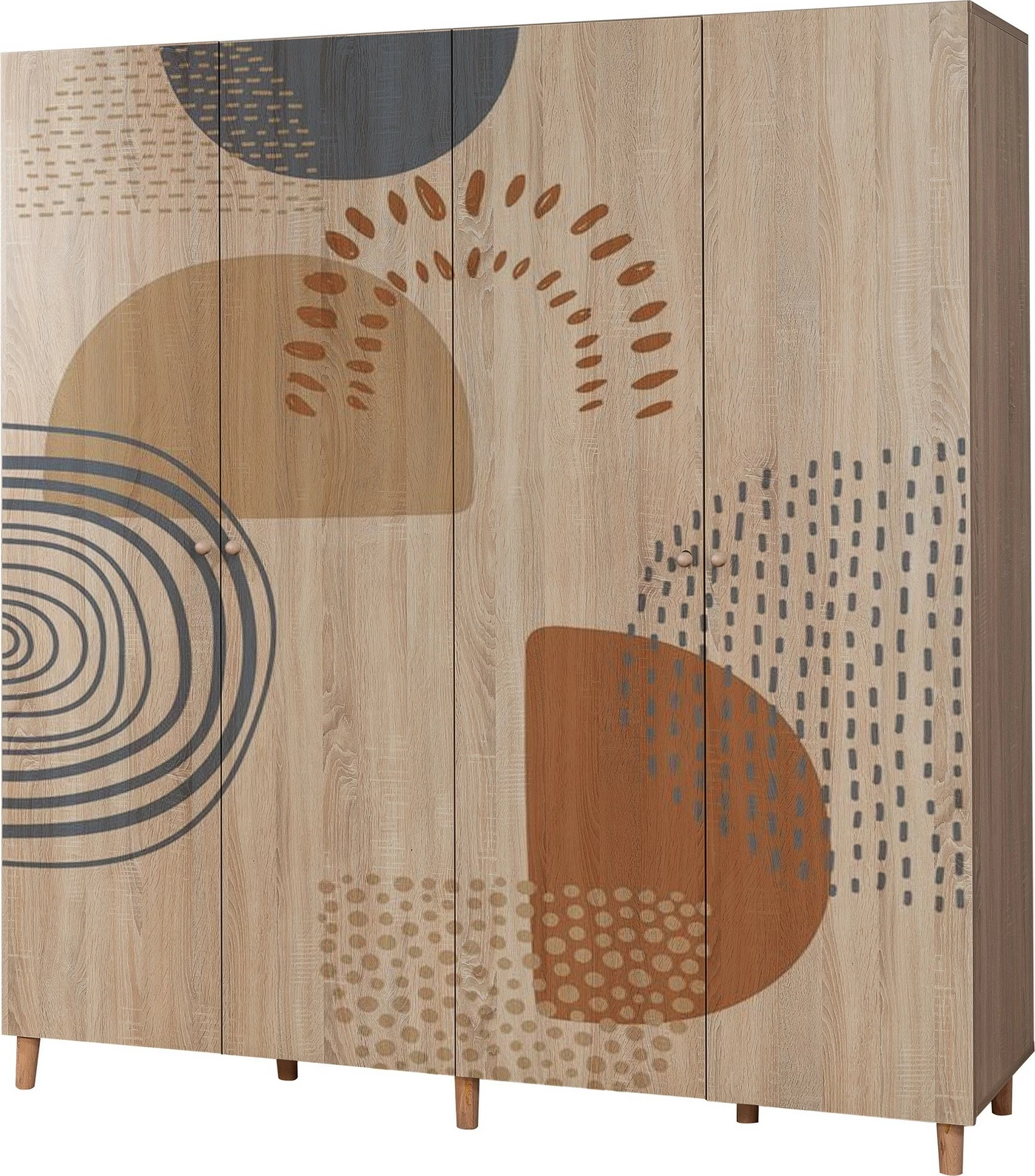 Dollap garderobe Sonomo, këmbë druri, doreza druri, Skye Decor Loni 4 -975