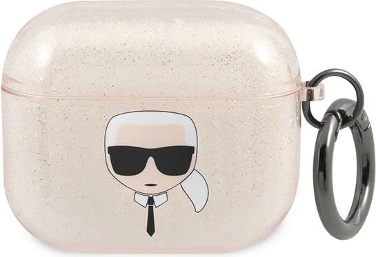 Mbështjellës Karl Lagerfeld KLA3UKHGD për AirPods 3, glitter, ari