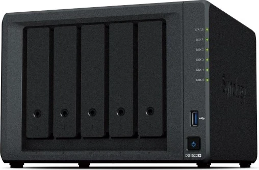 Server për ruajtje Synology DiskStation DS1522+, Ethernet LAN, i zi