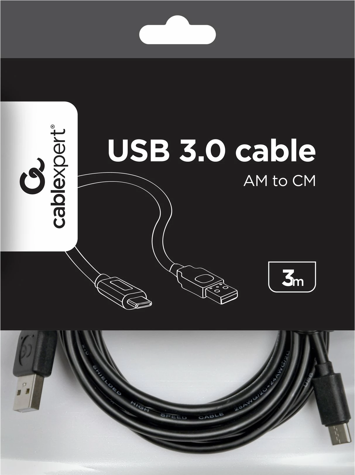 Kabllo USB-C Gembird CCP-USB2-AMCM-10, 3 m, e zezë