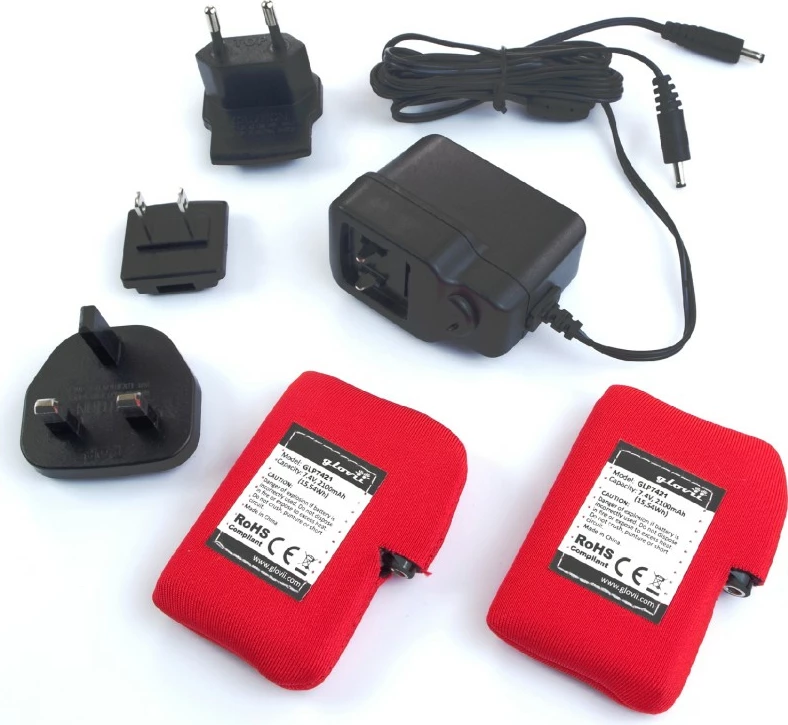 Doreza skijimi me ngrohje Glovii GS9XL, XL, 2x bateri 2100mAh + karikues + adaptera + çantë, të zeza