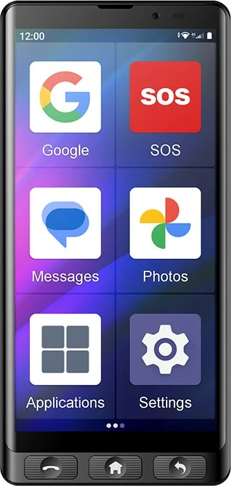 Celular Maxcom MS601, 4 GB RAM, 64 GB, 6", Android 14, i zi, me mbështjellës dhe karikues tavoline