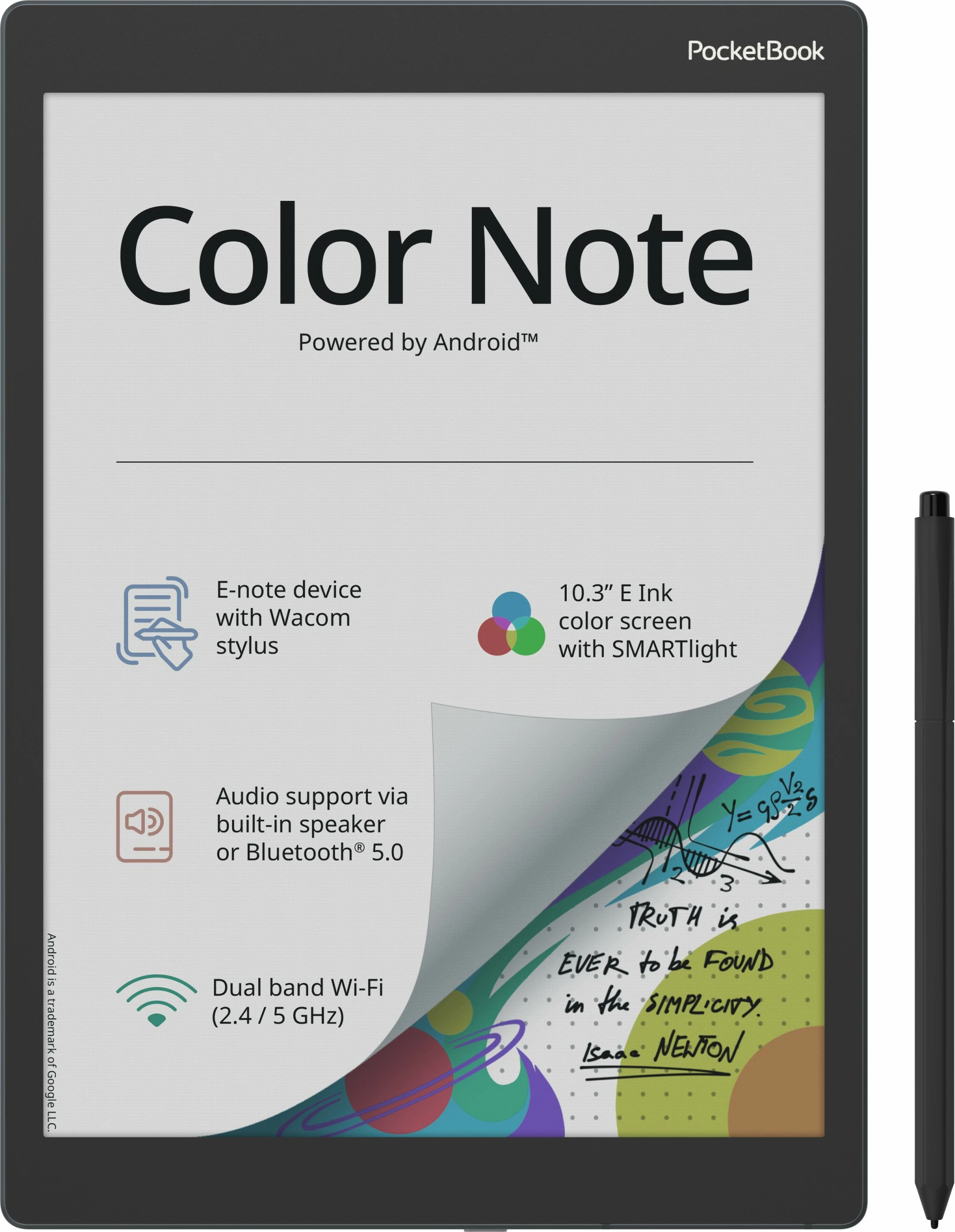Tablet PocketBook Color Note Stormy Sea, 10.3 inç, E Ink, stylus
