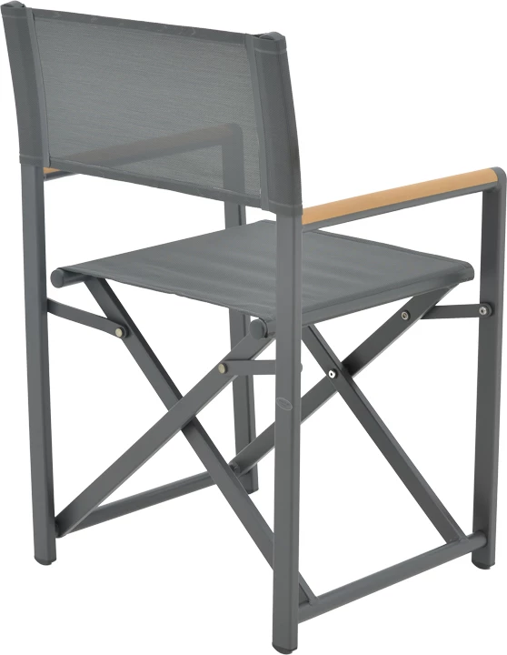 Set tavoline me karrige për terasë Mabu-Thorio, alumin anthracite dhe plywood natyral, 160x90x75cm, 5 pjesë