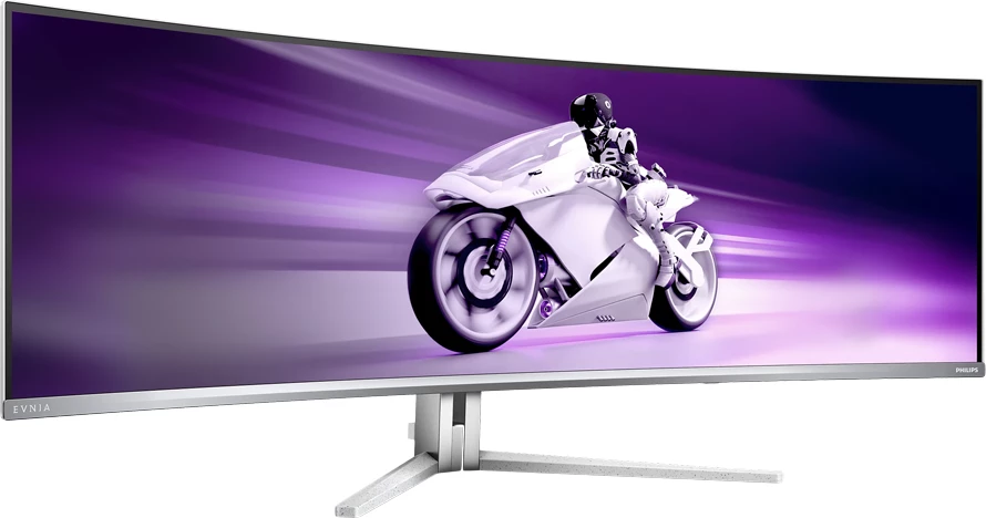 Monitor gaming PHILIPS Evnia 8000 49M2C8900, 49\", QD-OLED i lakuar 1800R, Dual QHD 5120x1440, 240Hz, 0.03ms, USB-C PD 90W, i bardhë