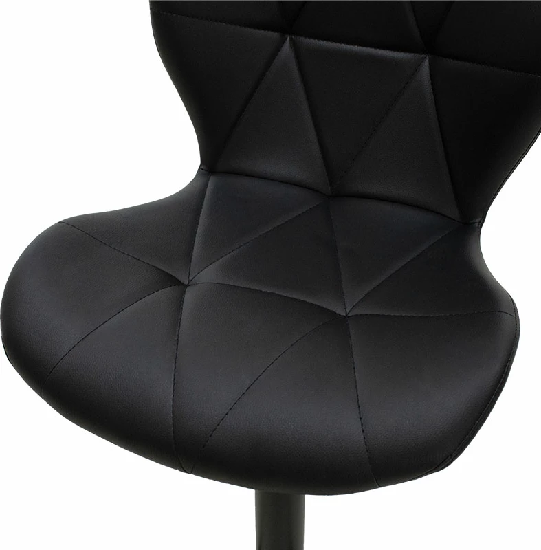 Karrige për bar Coozy, lartësi e rregullueshme, metal i zi mat me PU, set prej 2 copash