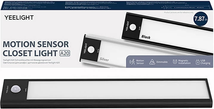 Llambë me sensor Yeelight Motion Sensor Closet Light A20, 20cm, 2700K, e zezë