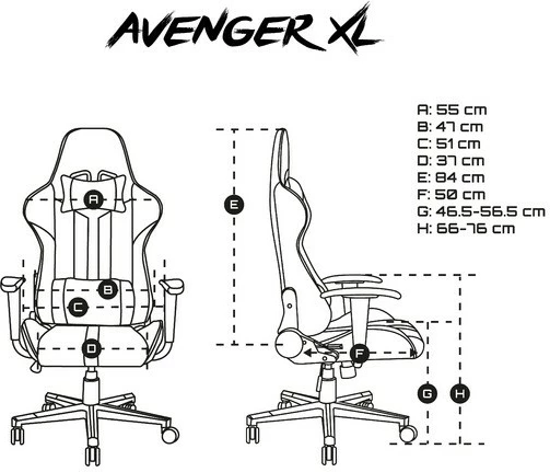Karrige gaming Fury Avenger XL, Eco lëkurë, E zezë/E bardhë