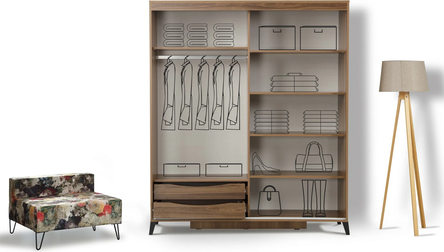 Dollap Hanah Home, Pasific Home Fuga 150, ngjyrë arre, me pasqyrë