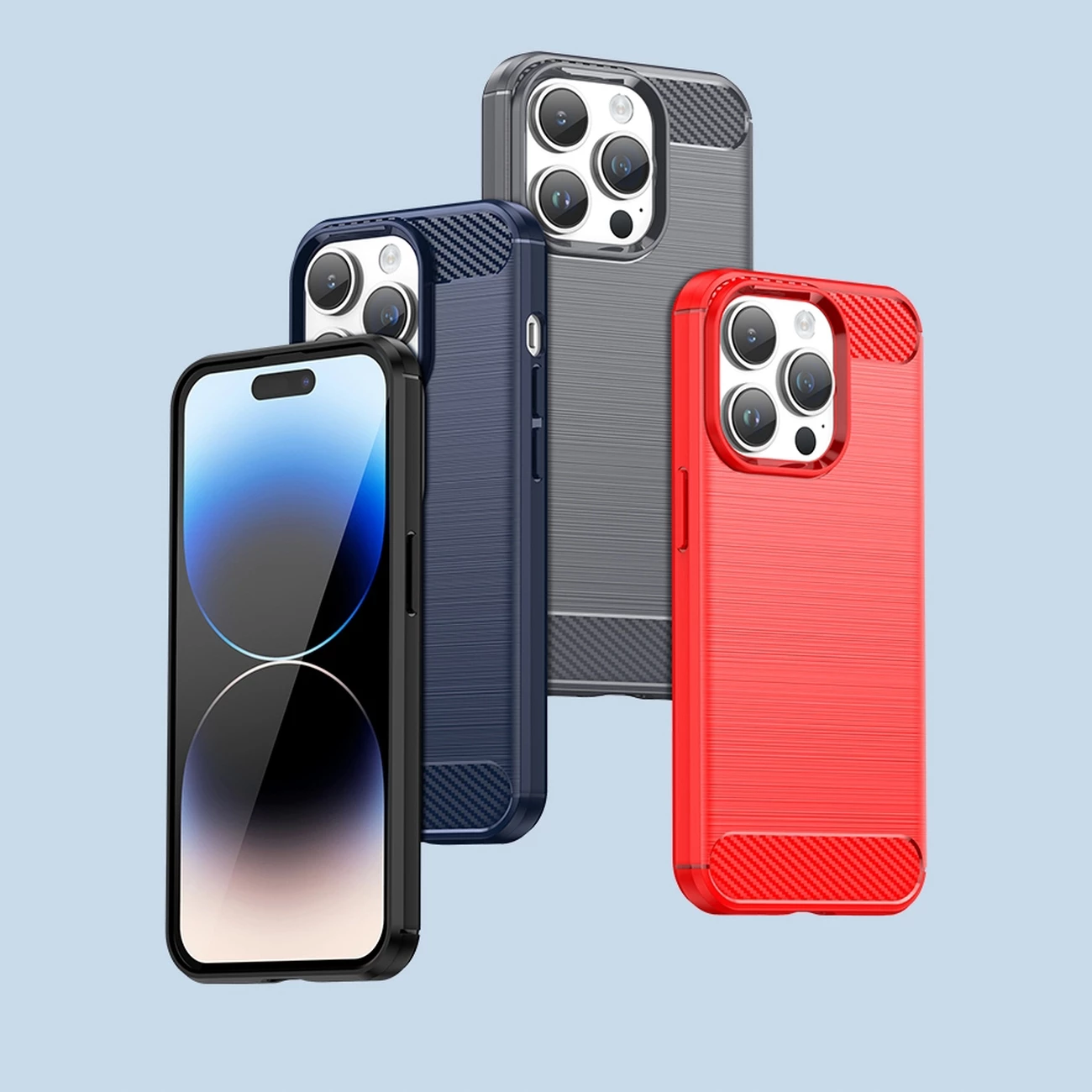 Mbështjellës Hurtel Carbon Case për iPhone 14 Pro, TPU, Blu