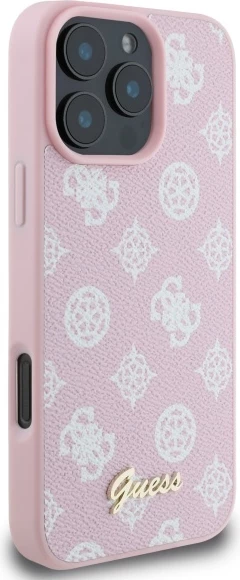 Mbështjellës Guess Peony Script MagSafe për iPhone 16 Pro Max, Rozë