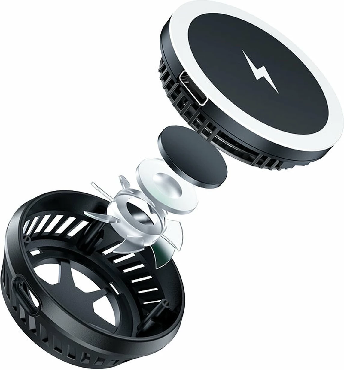 Karikues wireless Acefast E2 me sistem ftohjeje, Gri e errët