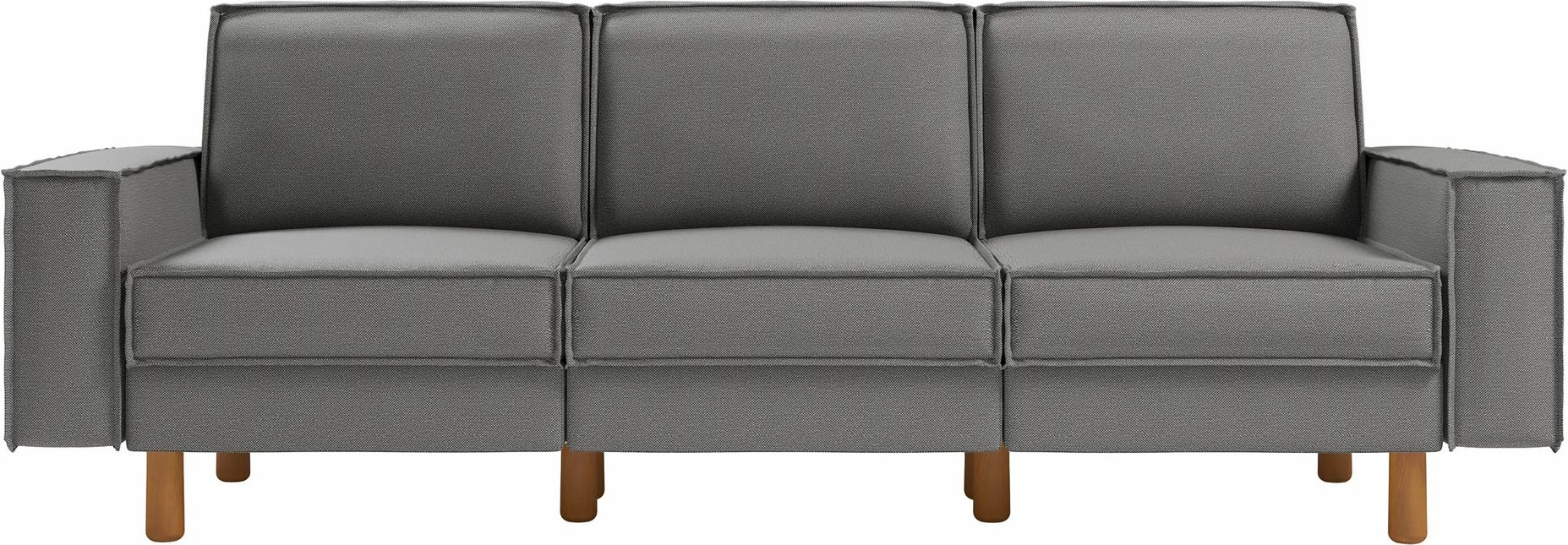 Divan treshe Atelier del Sofa, ngjyrë obsidian, këmbë dru arre