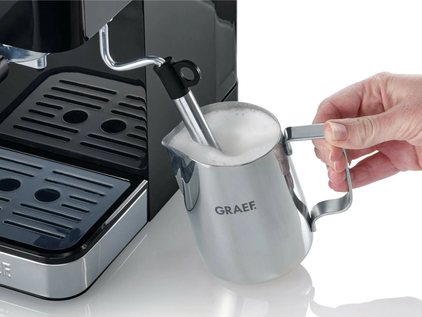 Makinë espresso Graef ES 402, 1.25 L, Kafe e bluar, 1400 W, E zezë, Çelik satinat