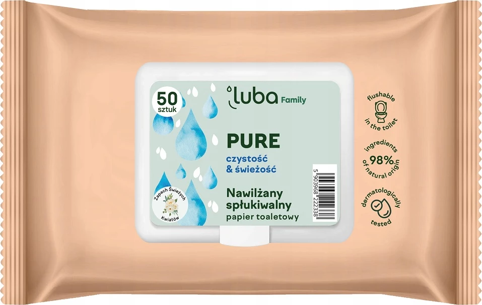 Letër higjienike e lagur Luba Family Pure, 50 copë