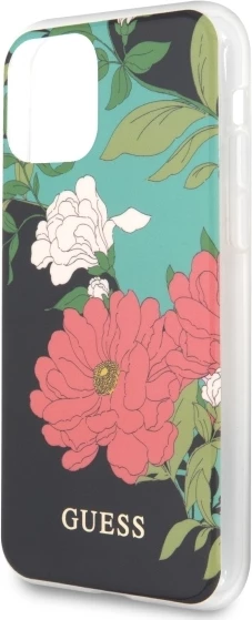 Mbështjellës Guess GUHCN65IMLFL01 për iPhone 11 Pro Max, Flower Collection, zi