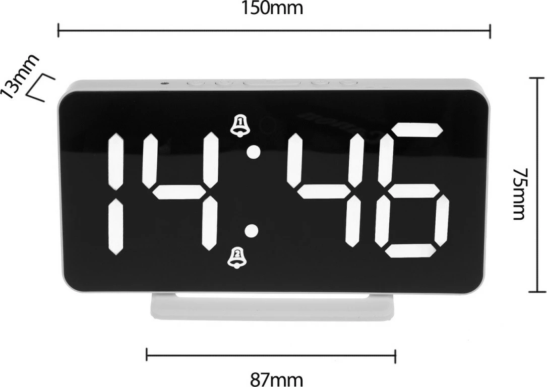 Orë alarmi dixhitale GreenBlue GB383 me termometër, e bardhë