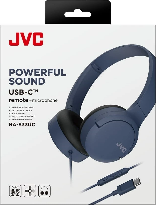 Kufje JVC HA-S33UCAU me kabllo, USB Type-C, Blu