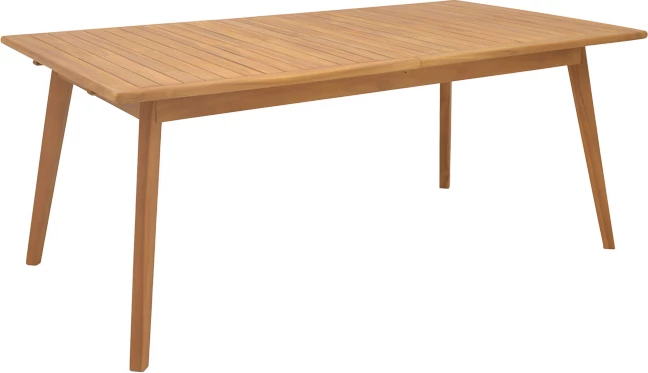 Tavolinë me karrige për terasë Banou-Pino, dru tik natyral, e zezë, 180/240x100x75cm, 7 copë