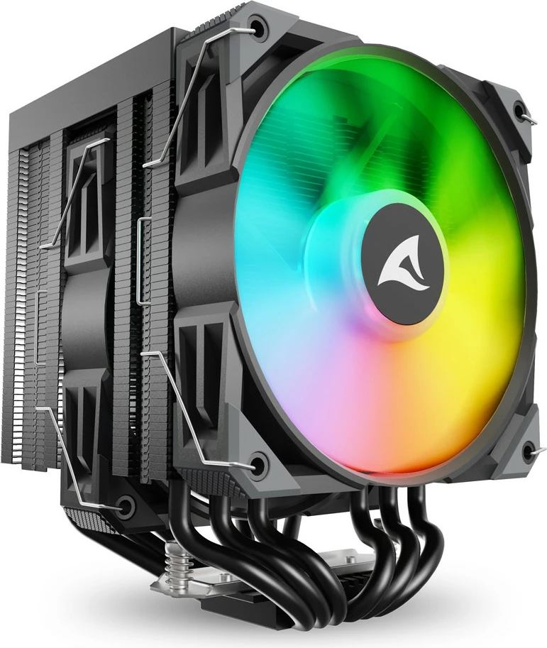 Ftohës ajri Sharkoon A60 RGB, 2x120mm, 6 heatpipe, i zi